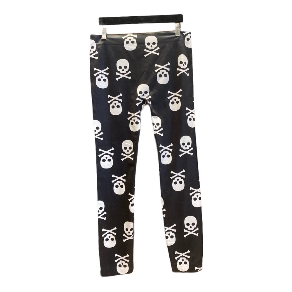 𝅺Halloween Skull leggings with skull scarf New